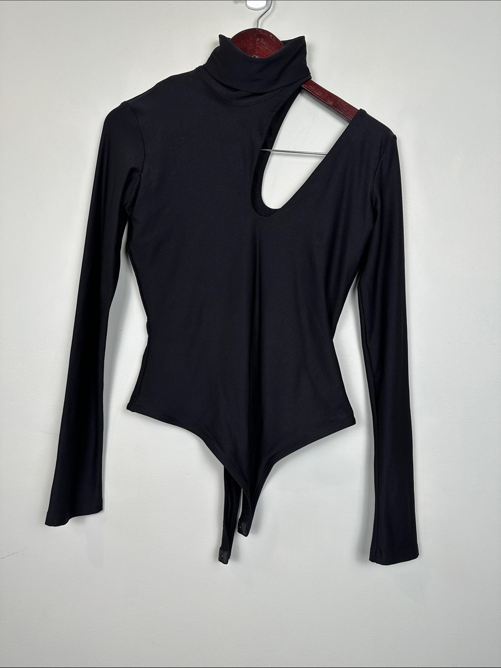116. ALIX Black cut out body suit turtleneck NYC long sleeved
